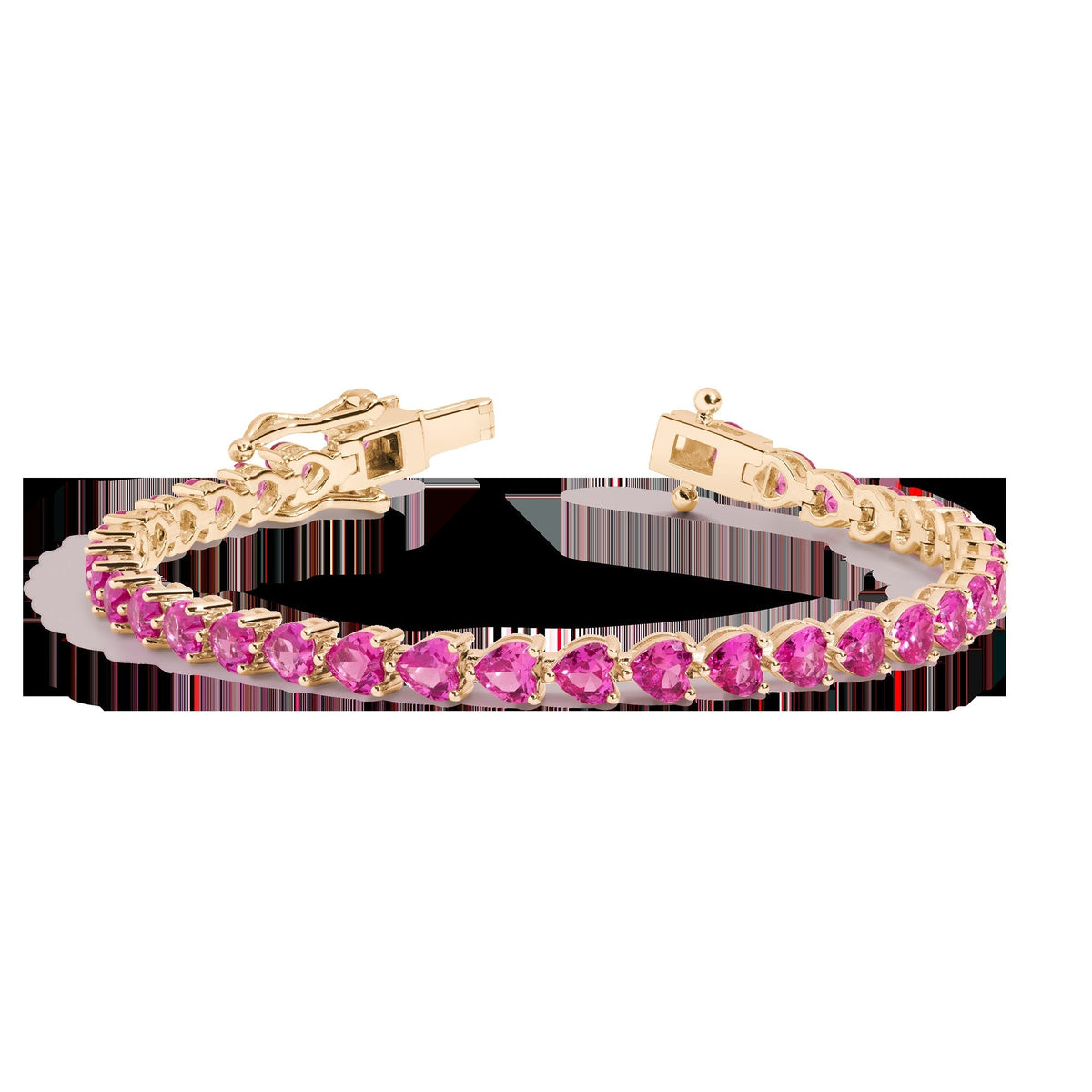 Lab Grown Pink Sapphire Heart Tennis Bracelet