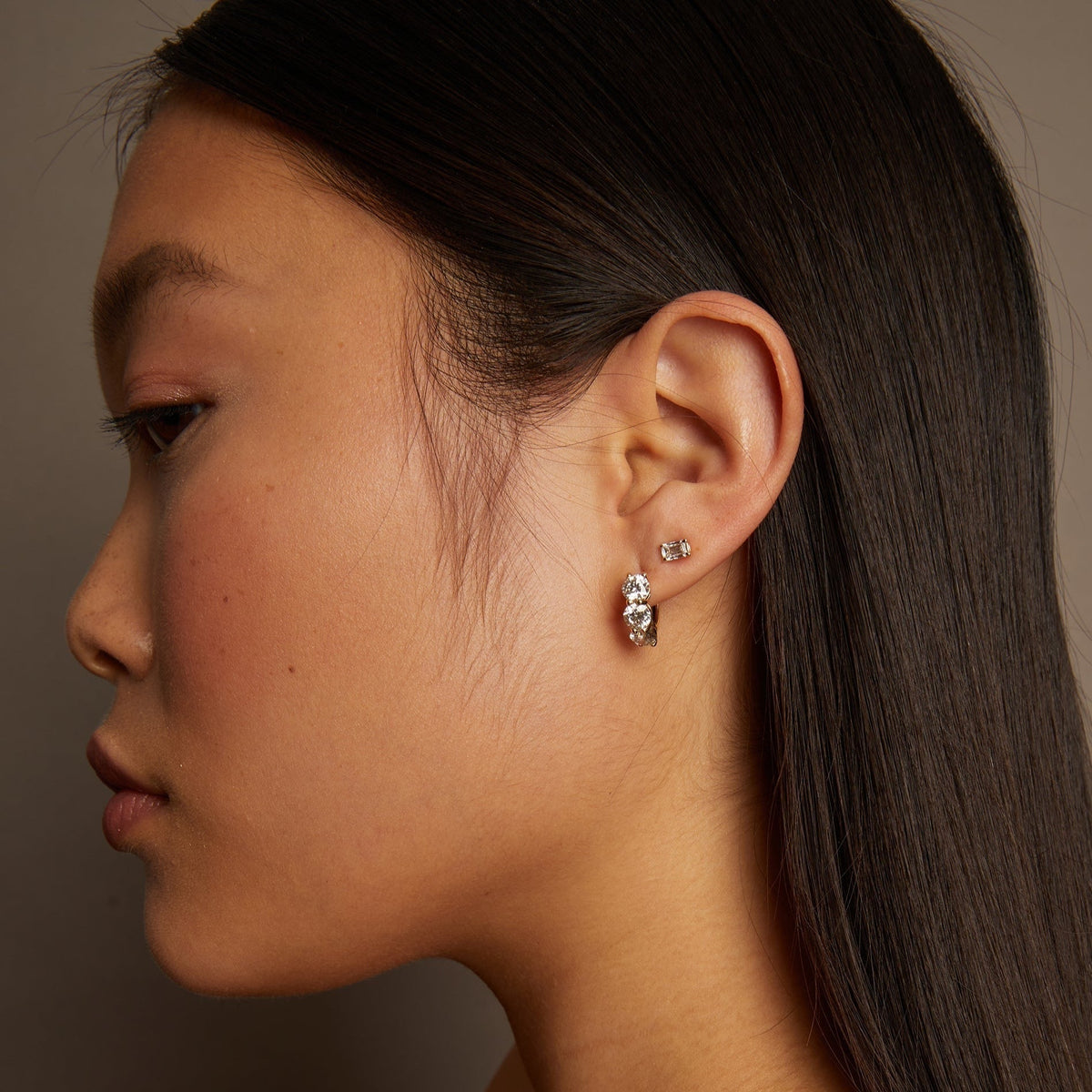 Round Lab Grown Diamond Huggie Earrings