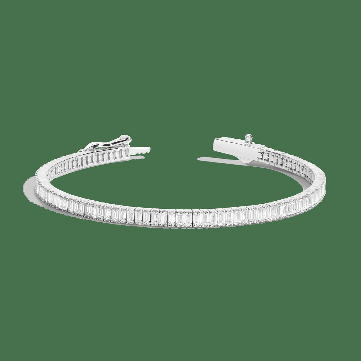 Lab Grown White Sapphire Baguette Tennis Bracelet