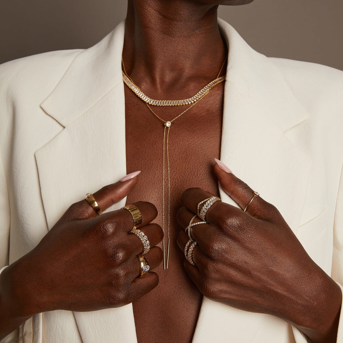 Aurate x Frye: Lab Grown White Sapphire Bolo Necklace