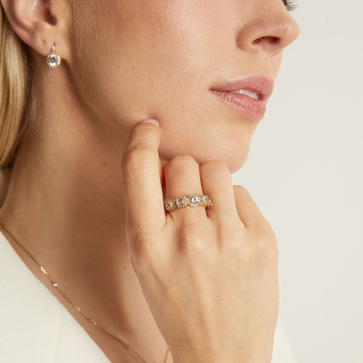 Lab Grown White Sapphire Edwardian Ring