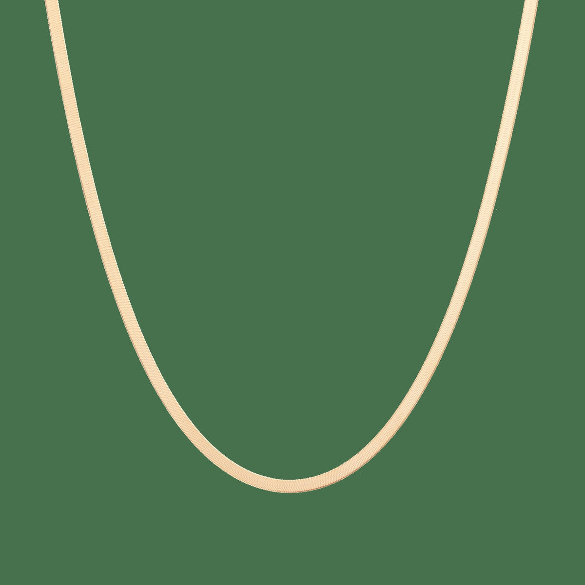 Solid Gold Herringbone Chain Necklace