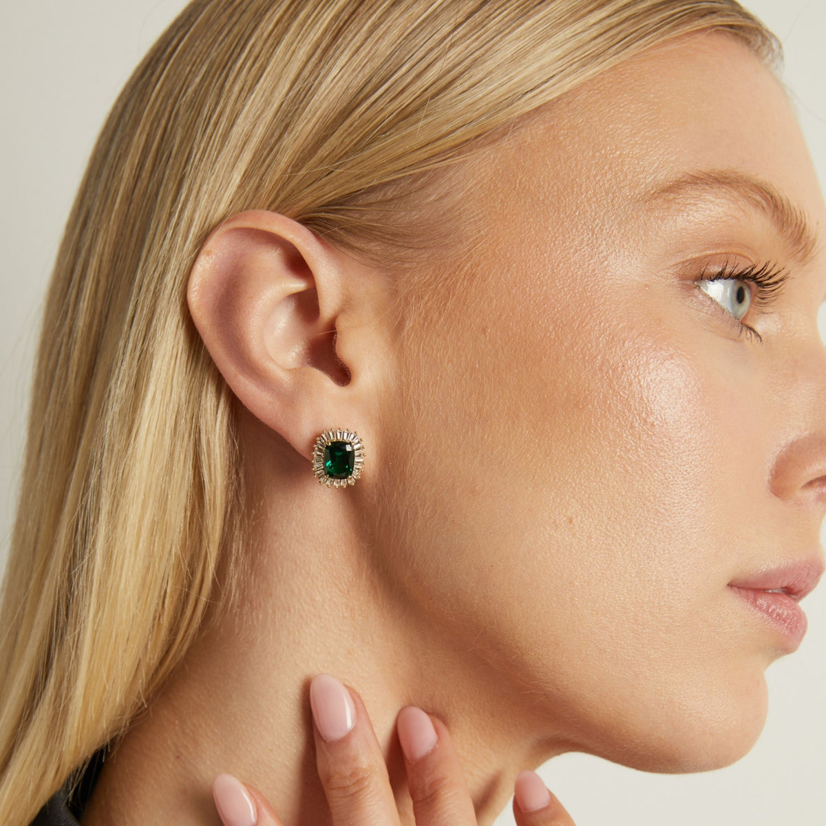 Lab Grown Green Emerald Alexandra Earrings
