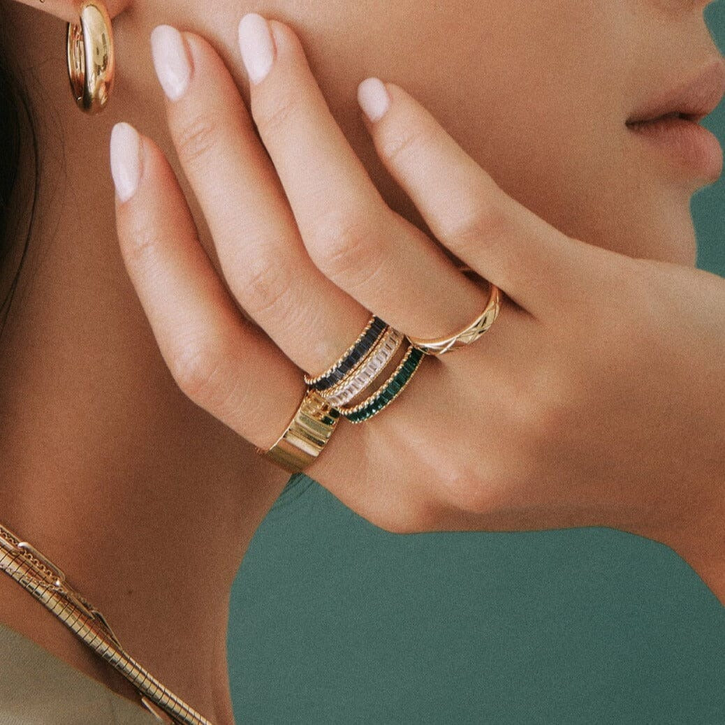 Lab Grown White Sapphire Baguette Eternity Ring