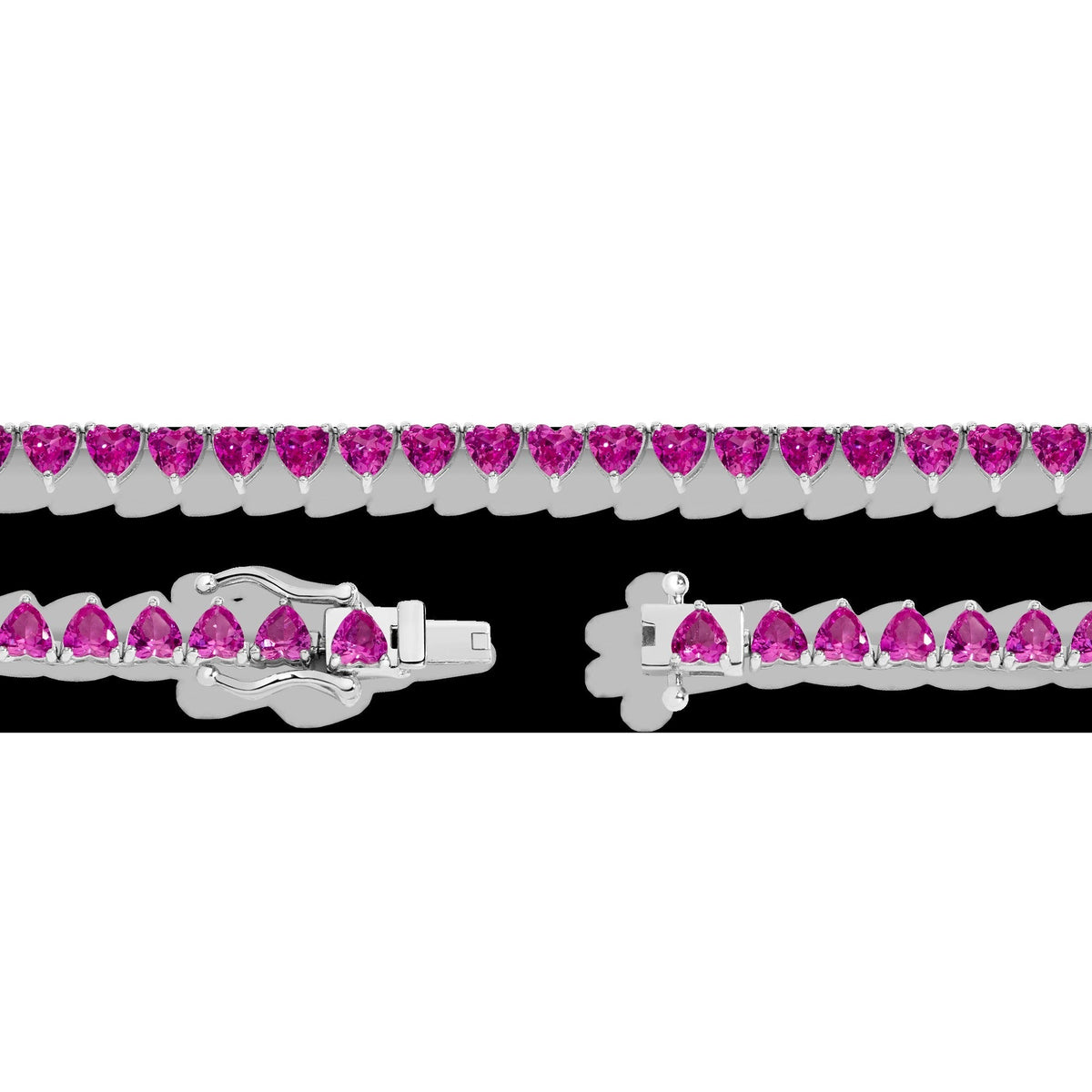 Lab Grown Pink Sapphire Heart Tennis Necklace