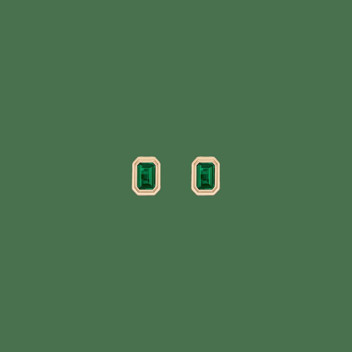 Mini Lab Grown Emerald Heirloom Stud Earrings