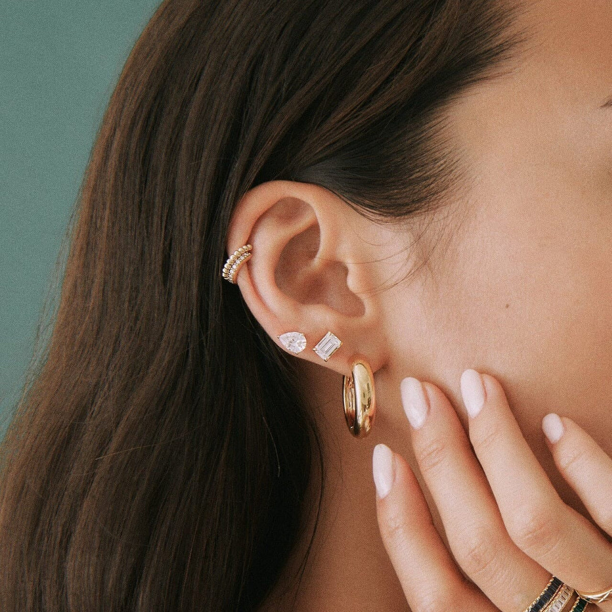 Emerald Gemstone Solitaire Stud Earrings