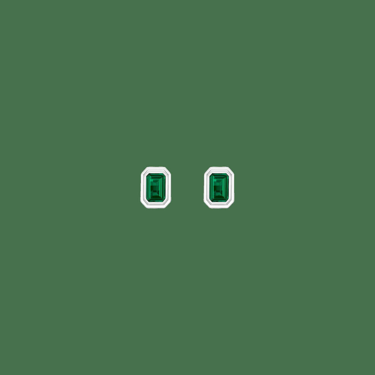 Mini Lab Grown Emerald Heirloom Stud Earrings