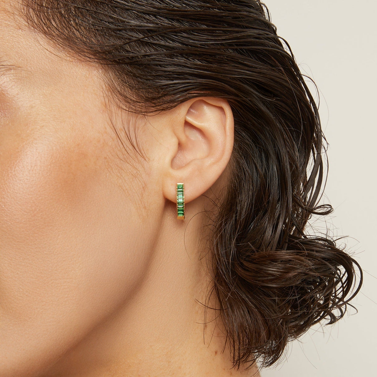 Lab Grown Green Emerald Baguette Set