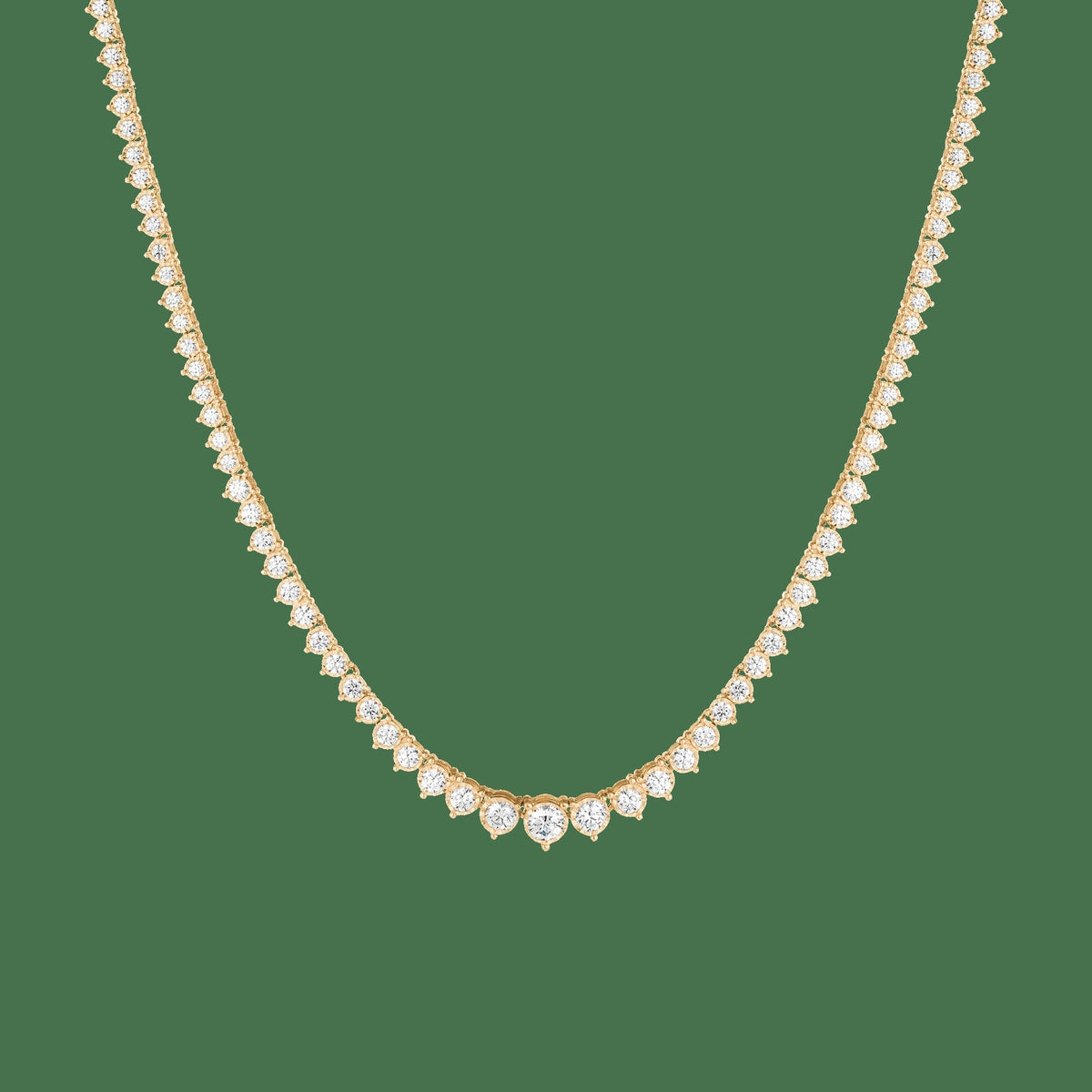 Three-Prong Graduated Tennis Necklace
