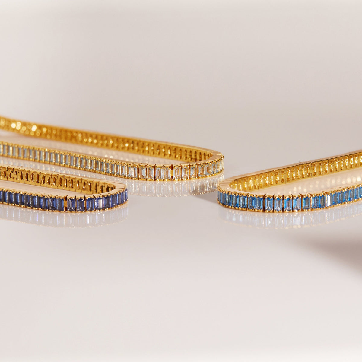 Lab Grown Aquamarine Baguette Tennis Bracelet