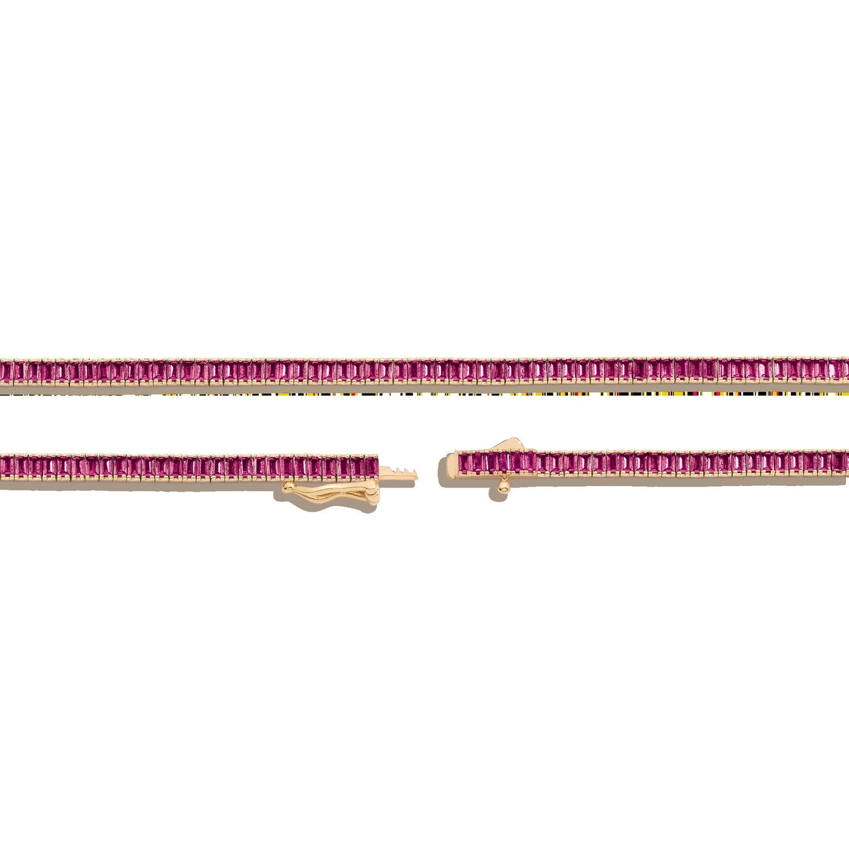Lab Grown Red Ruby Baguette Tennis Necklace