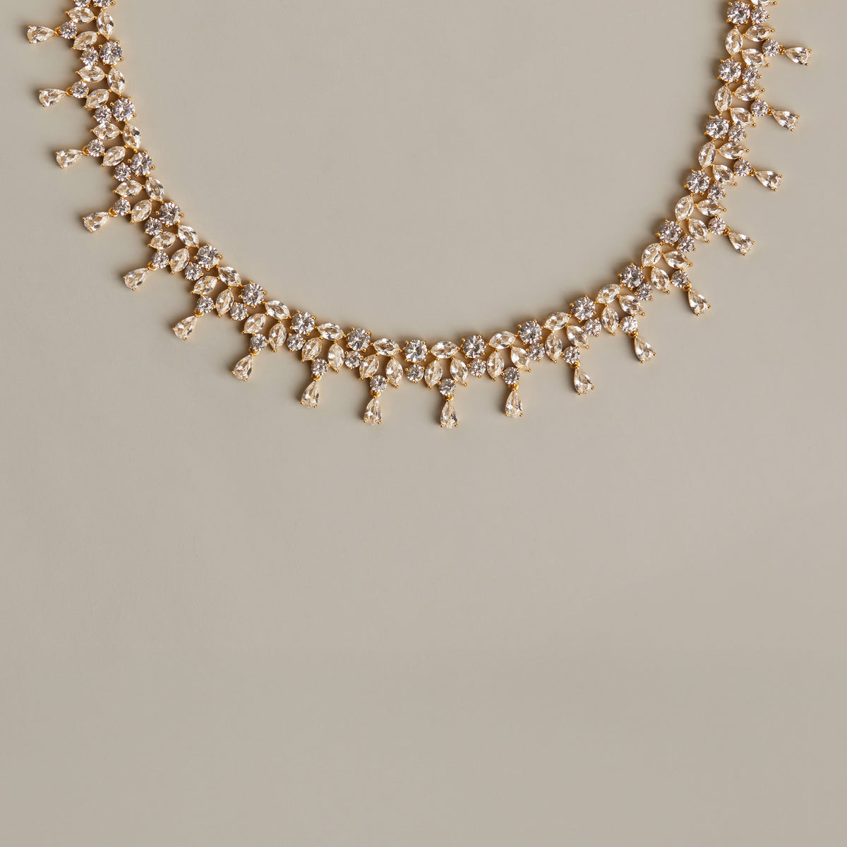 Lab Grown White Sapphire Teardrop Tennis Necklace