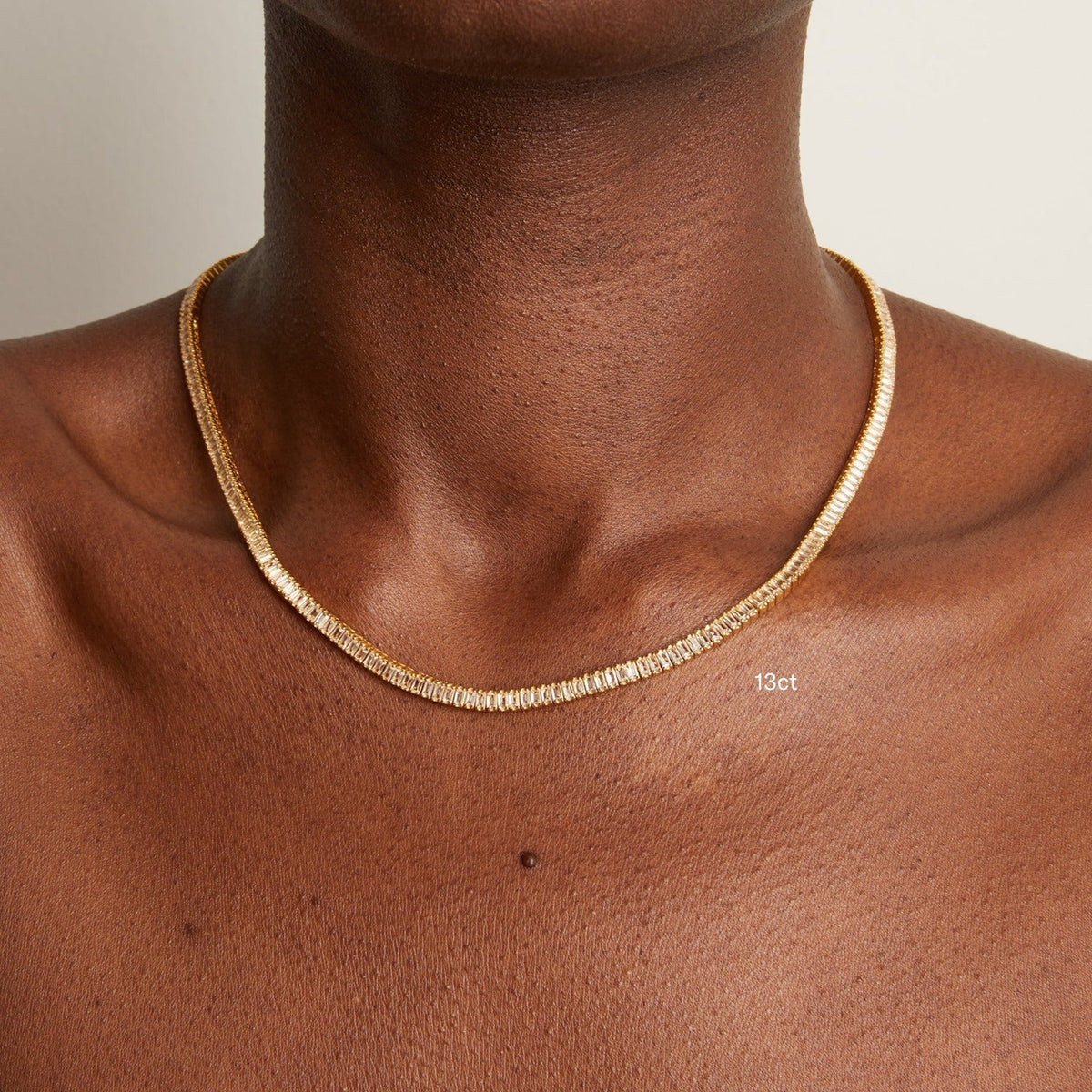 Lab Grown White Sapphire Baguette Tennis Necklace