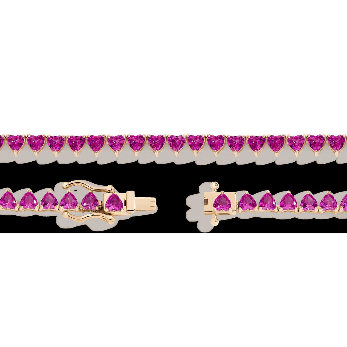 Lab Grown Pink Sapphire Heart Tennis Necklace