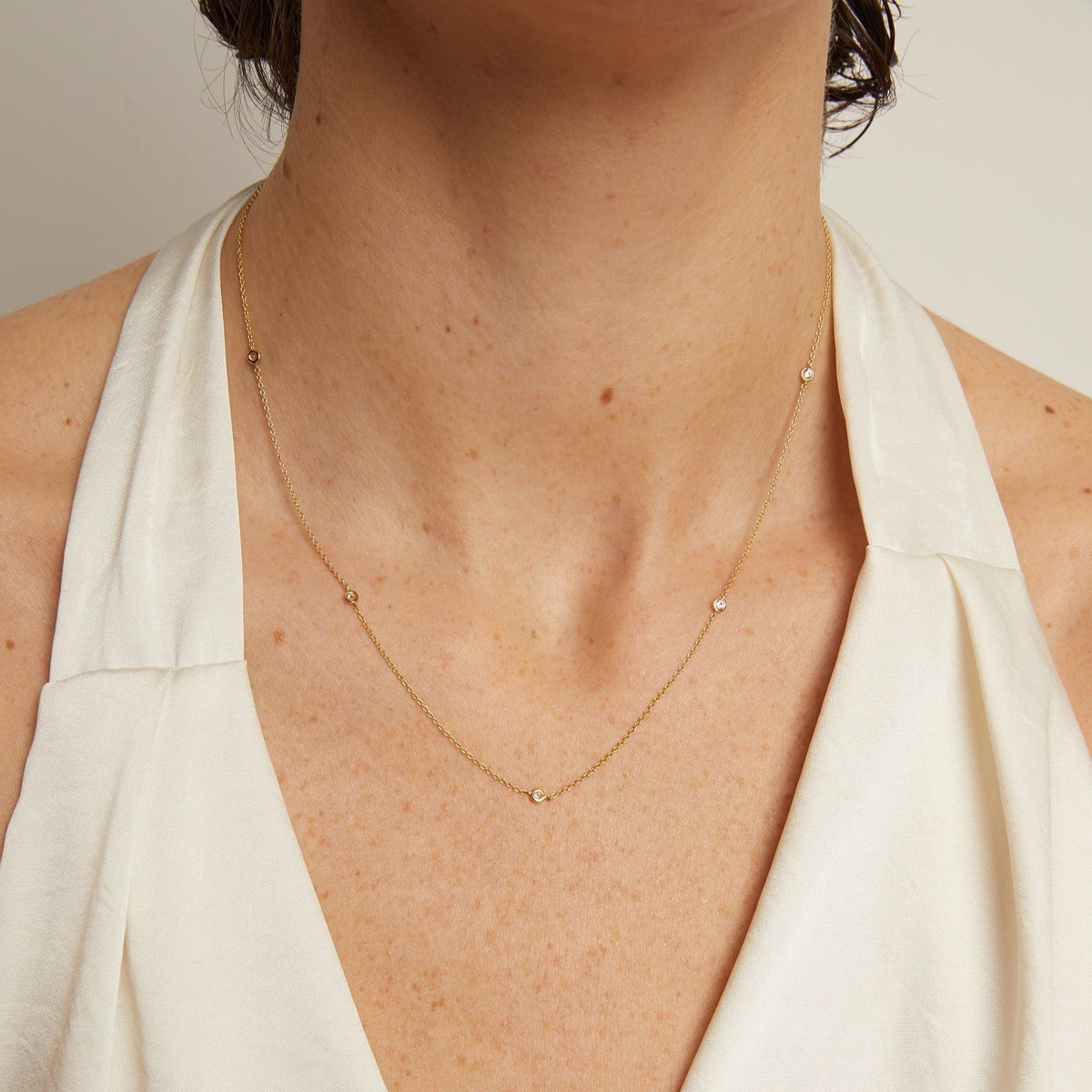 Lab Grown White Sapphire Station Necklace