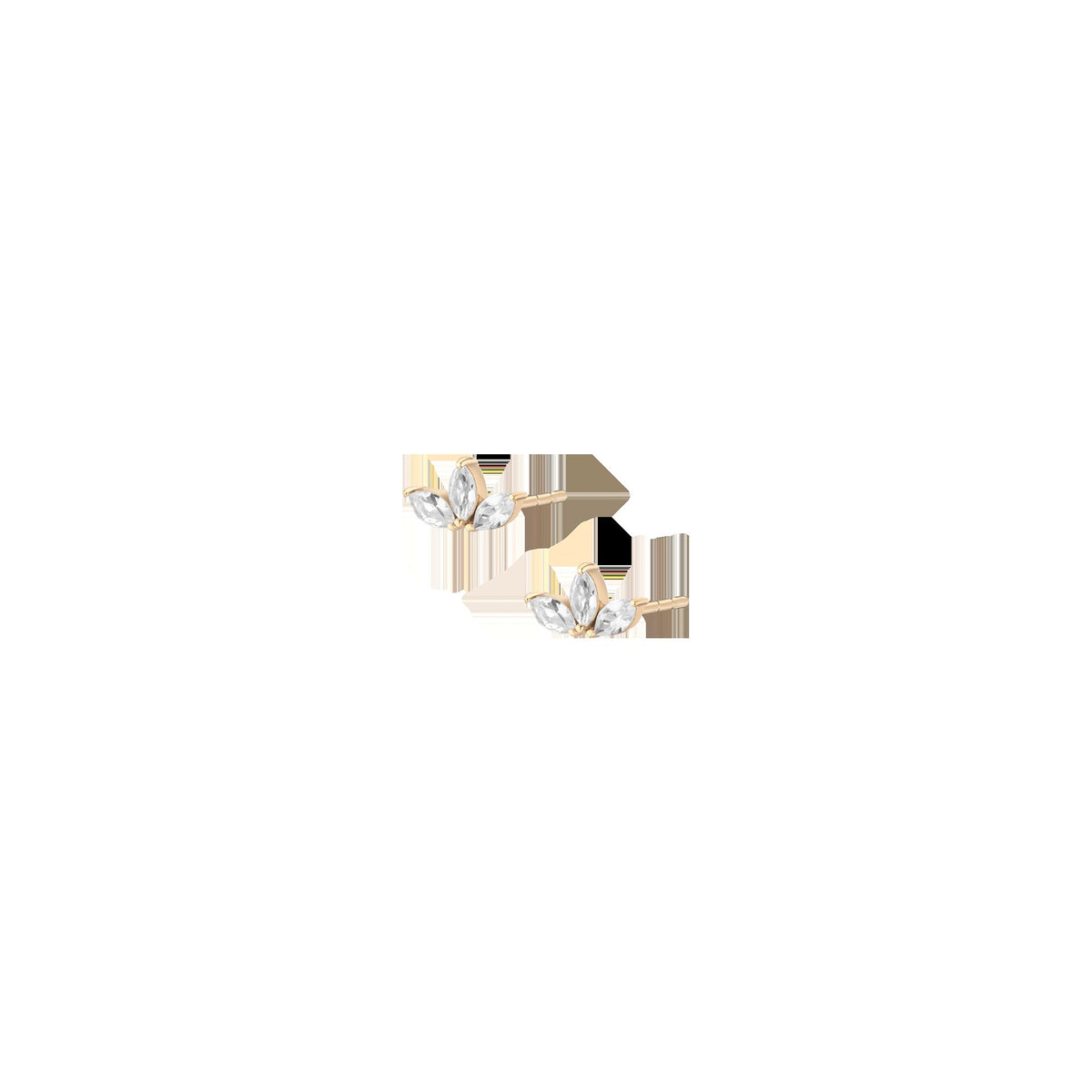 Lab Grown White Sapphire Crown Marquise Earrings