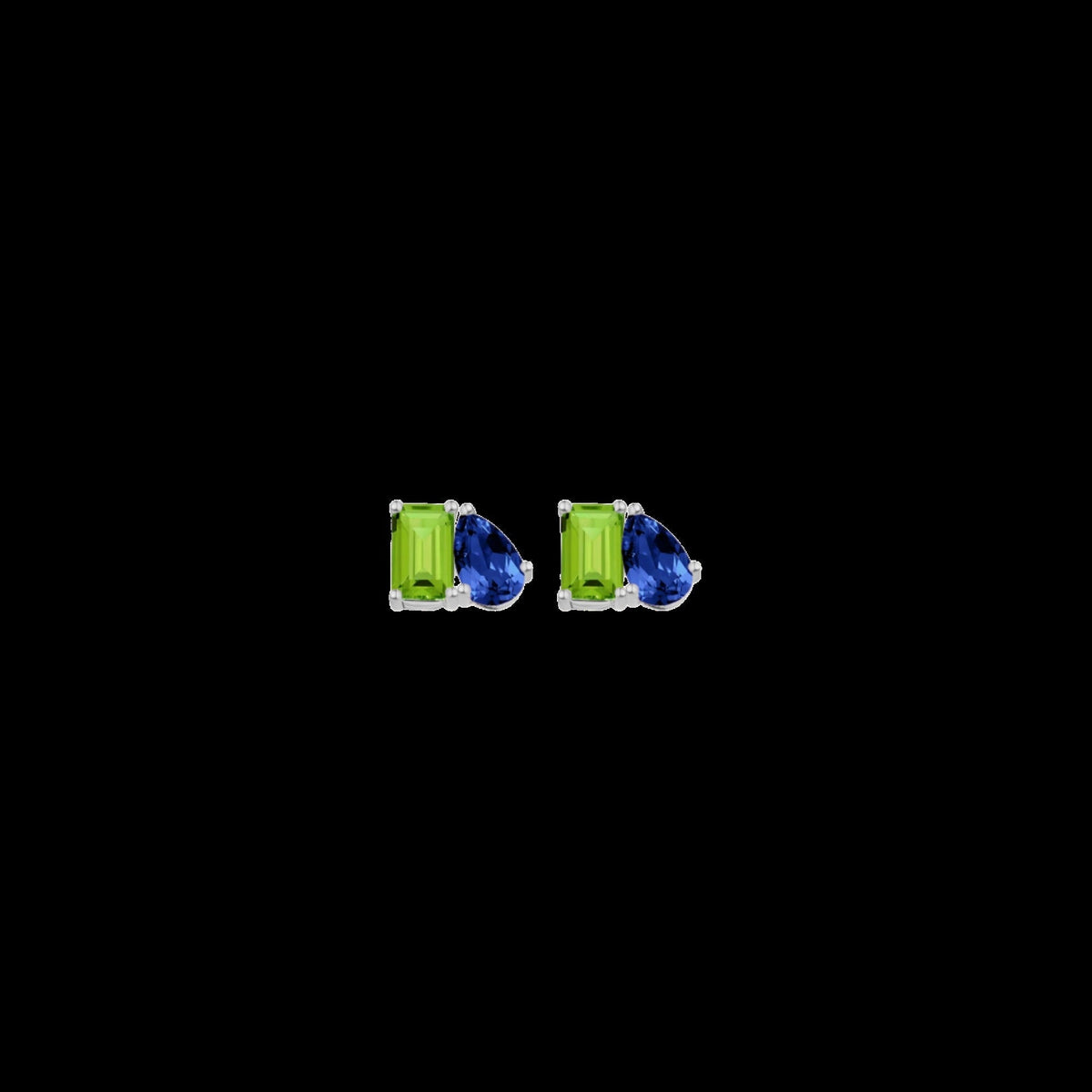 Toi et Moi Gemstone Mini Classic Earring - Peridot & Blue Sapphire