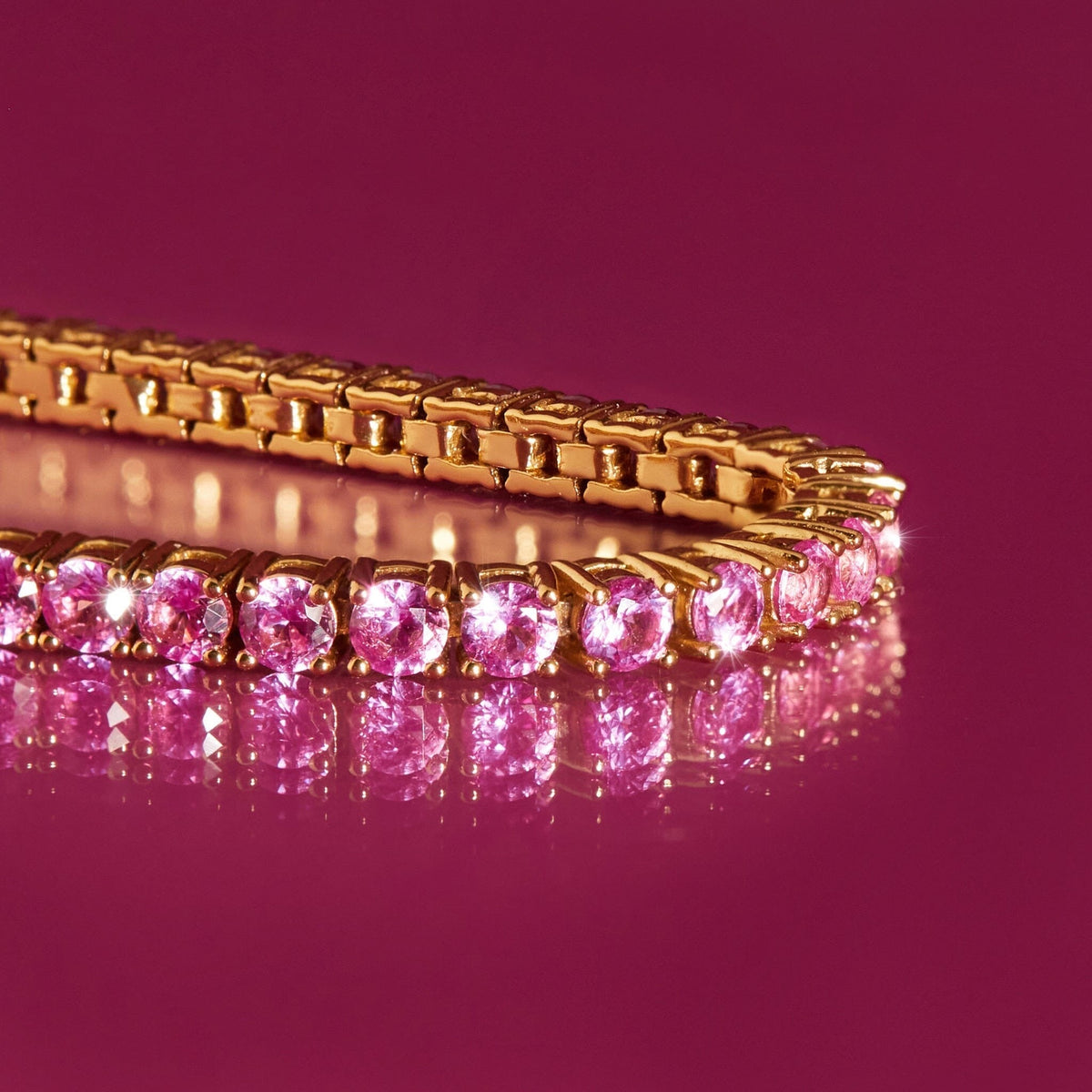 Lab Grown Pink Sapphire Tennis Bracelet