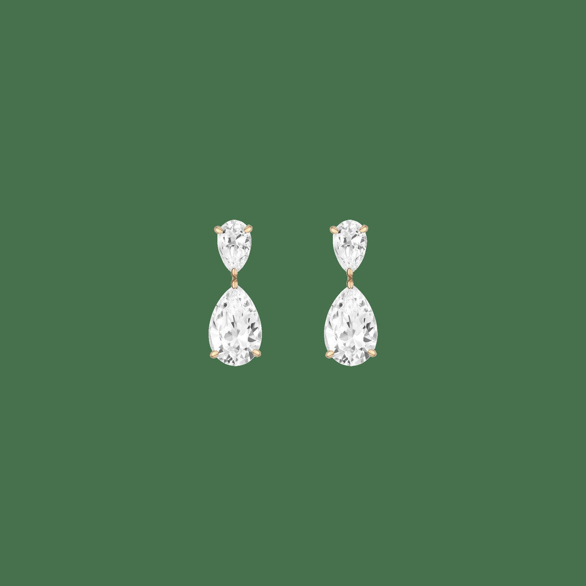 Lab Grown White Sapphire Pear Drop Earrings