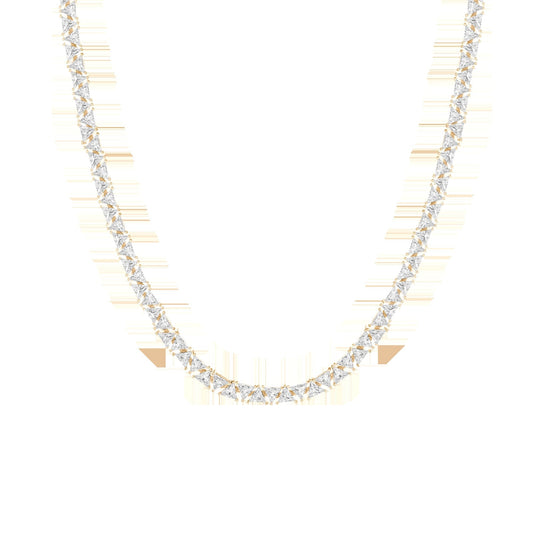 Lab Grown White Sapphire Trillion Tennis Necklace