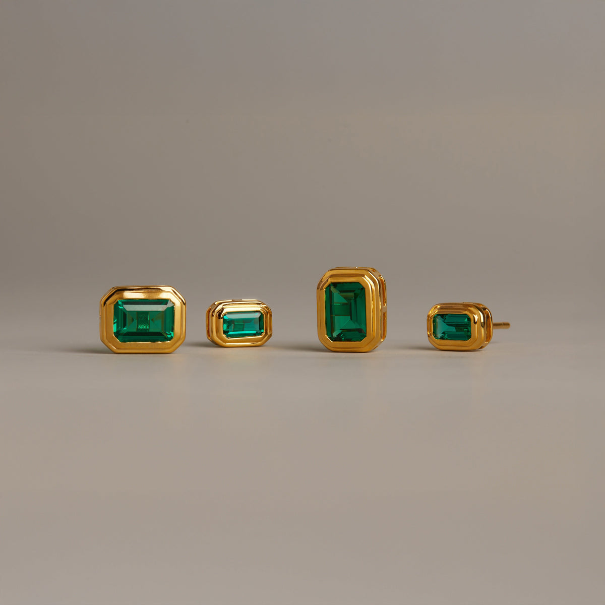 Lab Grown Emerald Heirloom Stud Earrings