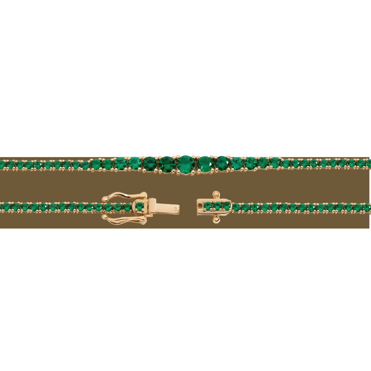 Lab Grown Green Emerald Modern Graduated Tennis Necklace