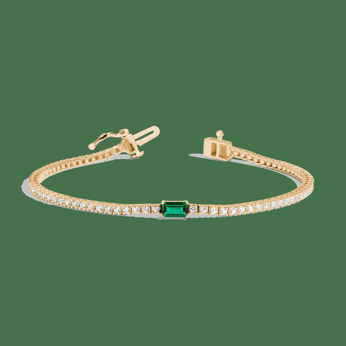 Lab Grown Diamond Tennis Bracelet with Emerald
