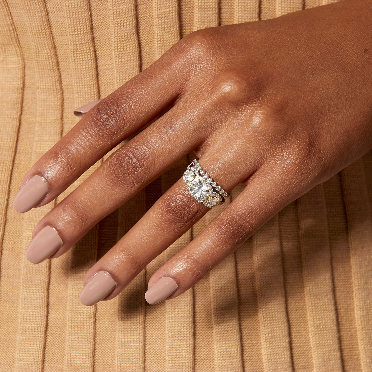 Half-Studded Prong Diamond Gold Band