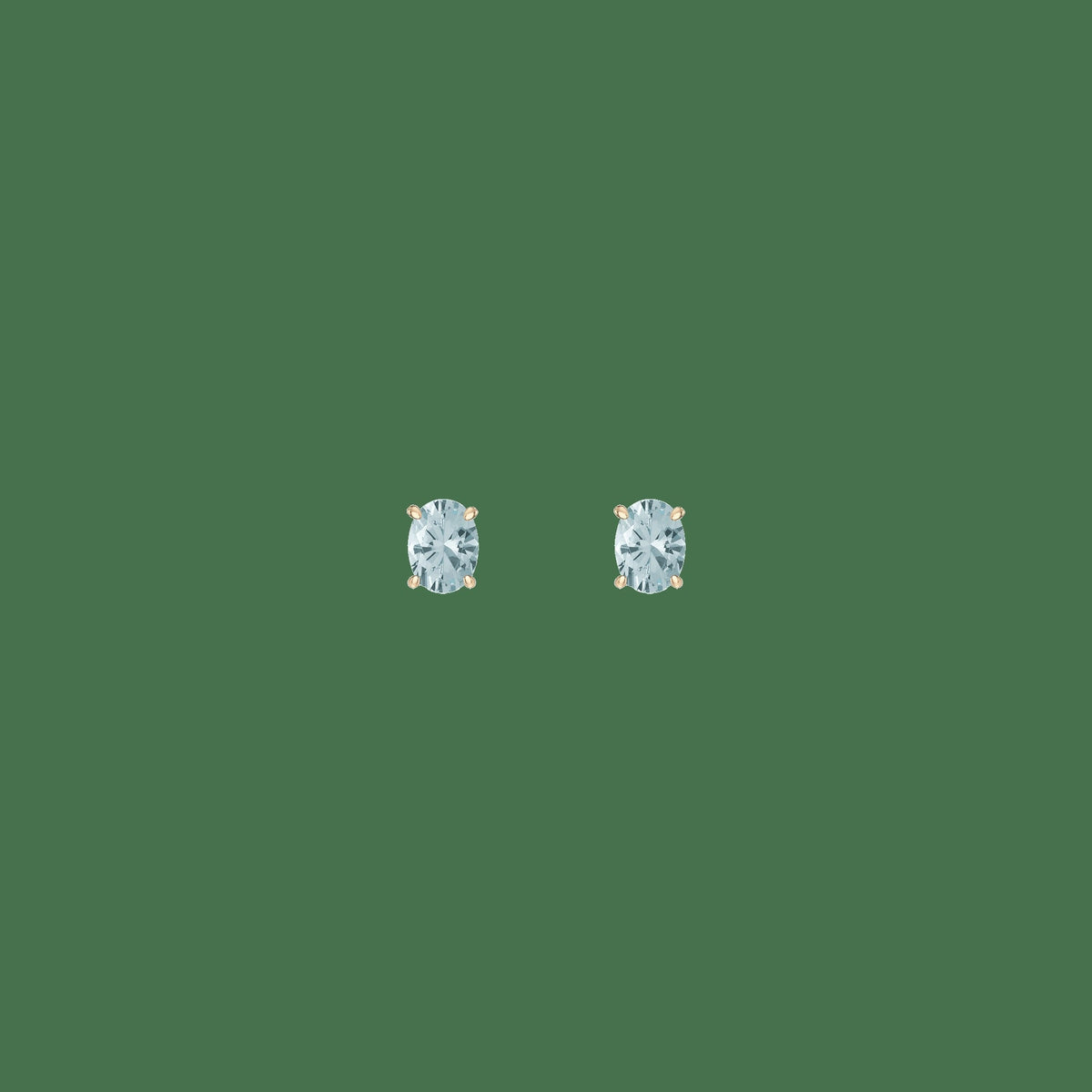 Oval Gemstone Solitaire Stud Earrings