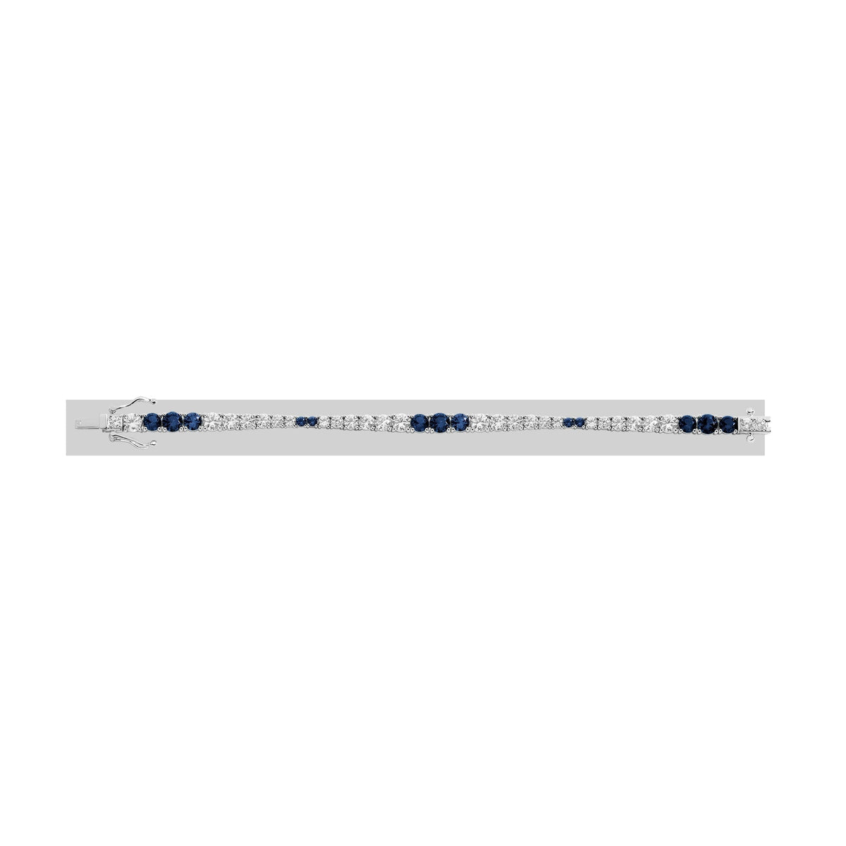 Lab Grown Blue Sapphire and White Sapphire Scalloped Tennis Bracelet
