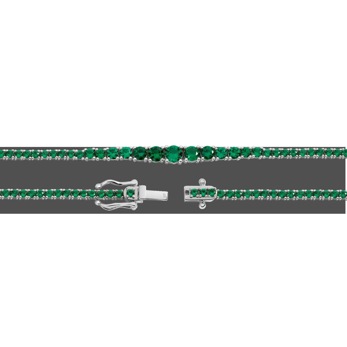 Lab Grown Green Emerald Modern Graduated Tennis Necklace