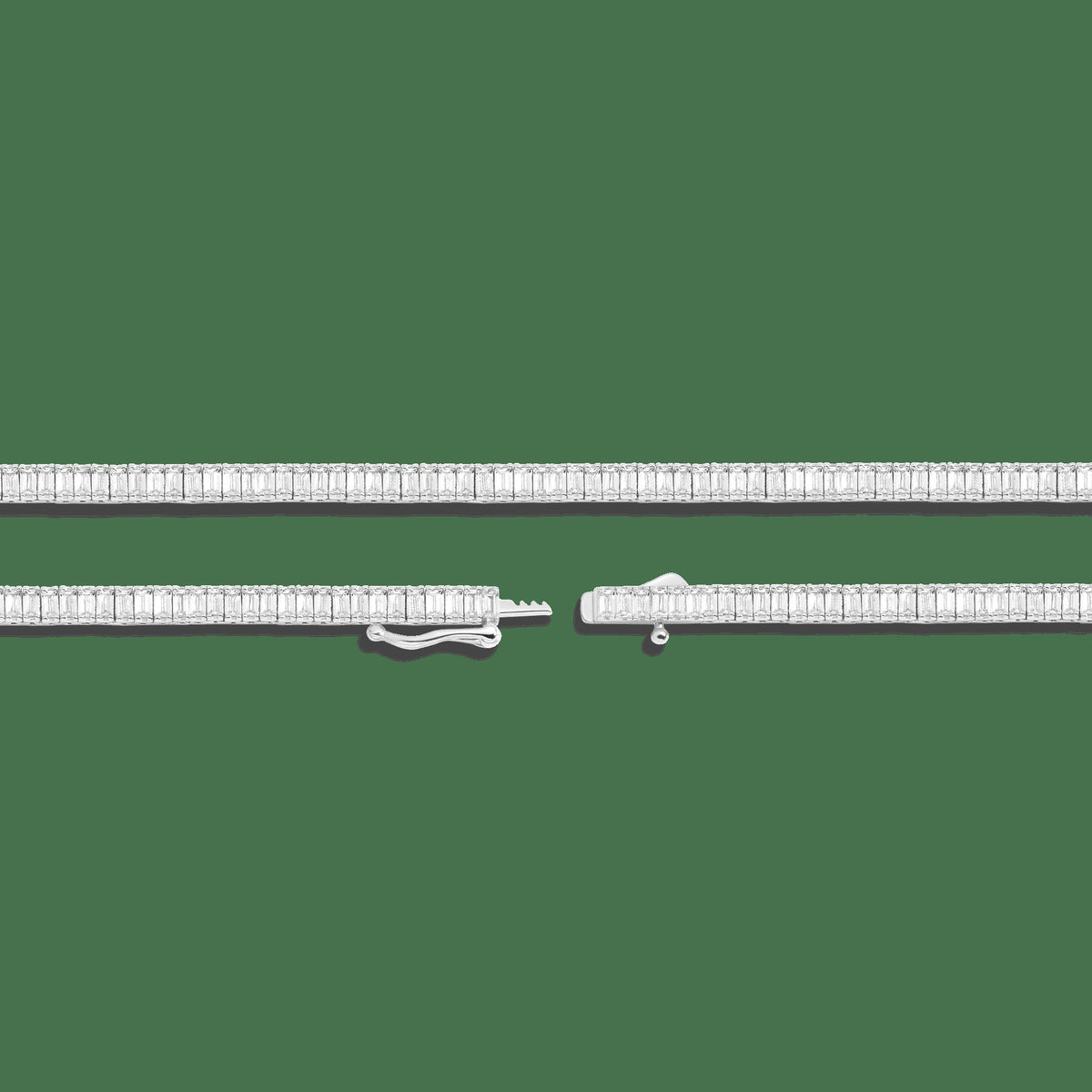 Lab Grown White Sapphire Baguette Tennis Necklace