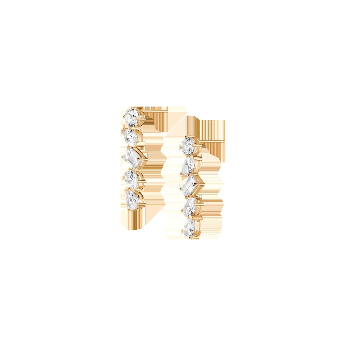 Lab Grown White Sapphire Mixed Shape Tennis Earrings