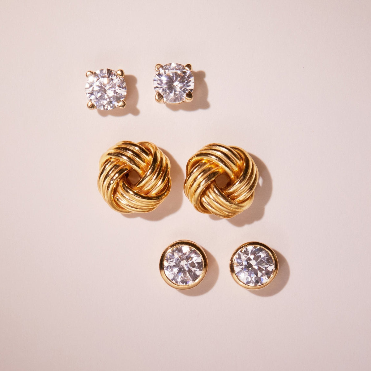 Gold Knot Stud Earrings