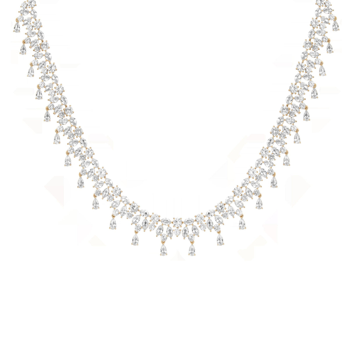 Lab Grown White Sapphire Teardrop Tennis Necklace