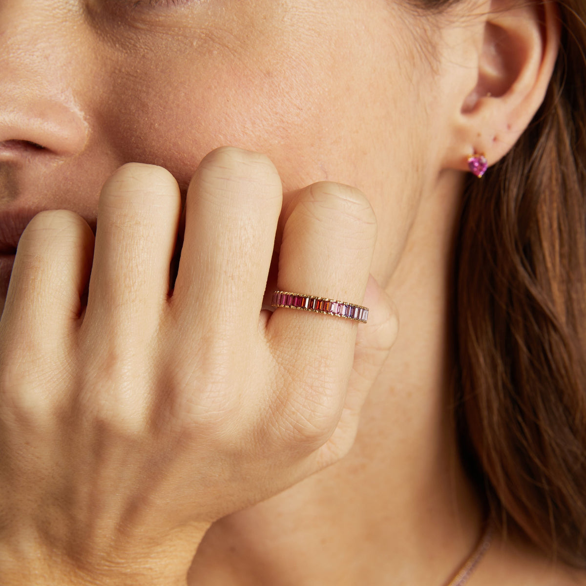 Pink Ombré Baguette Eternity Ring