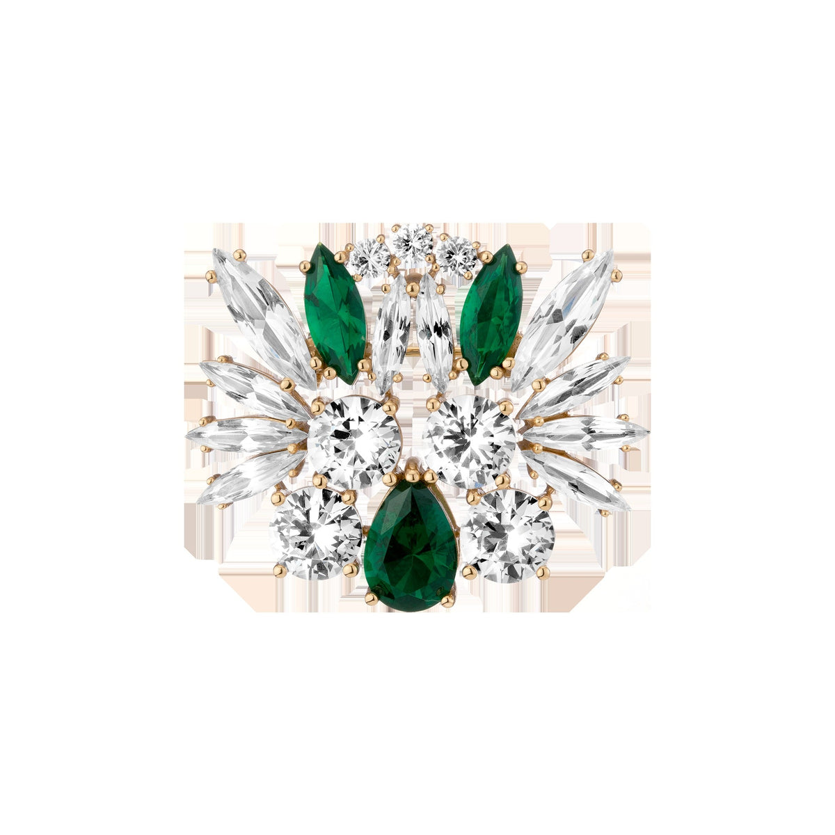 Lab Grown Green Emerald Teardrop Brooch