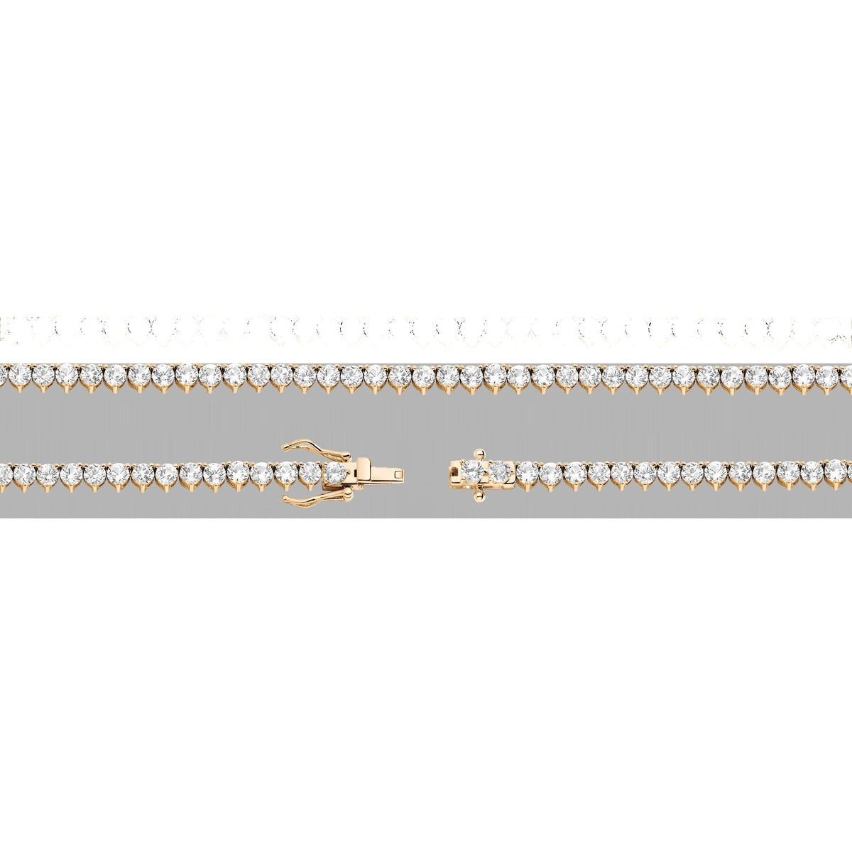 Lab Grown White Sapphire Three-Prong Tennis Necklace