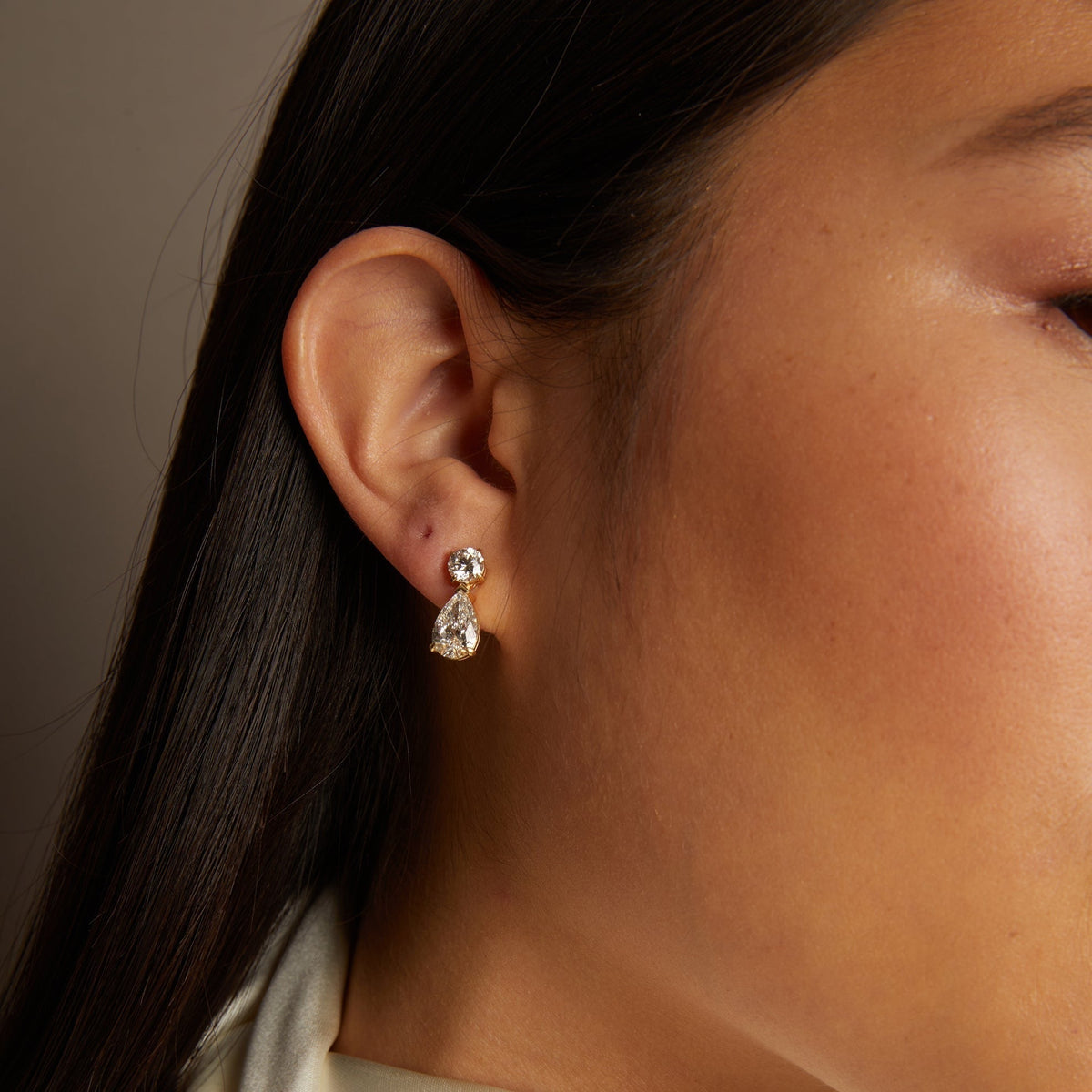 Lab Grown Diamond Pear Drop Earrings