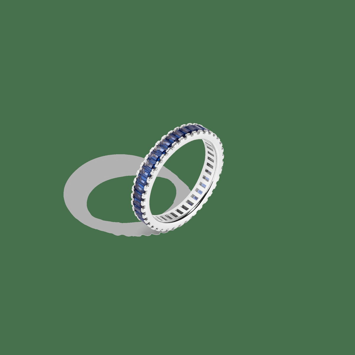 Lab Grown Blue Sapphire Baguette Eternity Ring