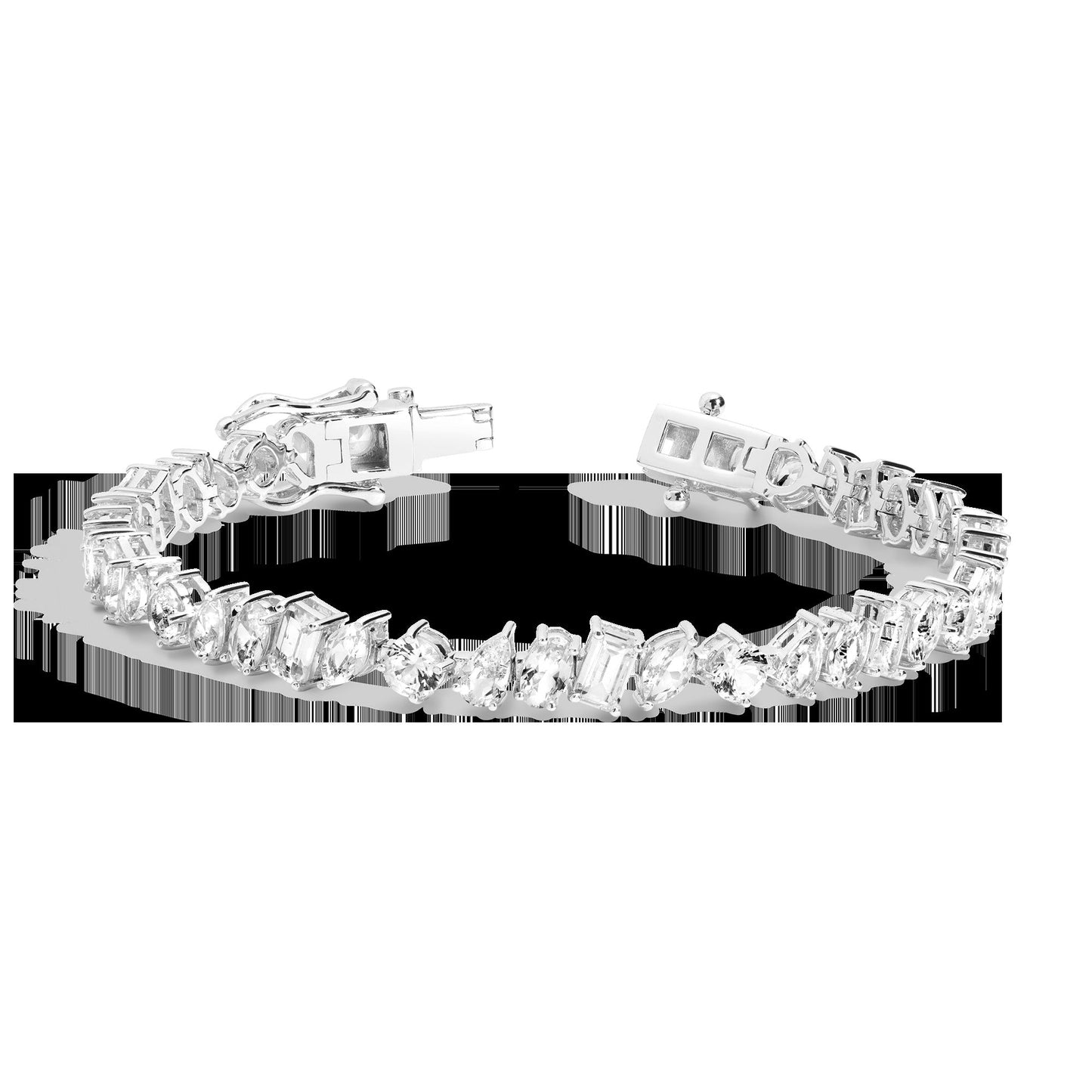 Lab Grown White Sapphire Mixed Shape Tennis Bracelet