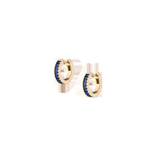 Lab Grown Blue Sapphire Baguette Huggie Earrings