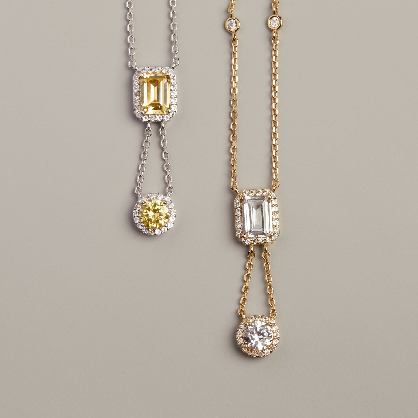 Lab Grown White Sapphire Edwardian Lariat Necklace
