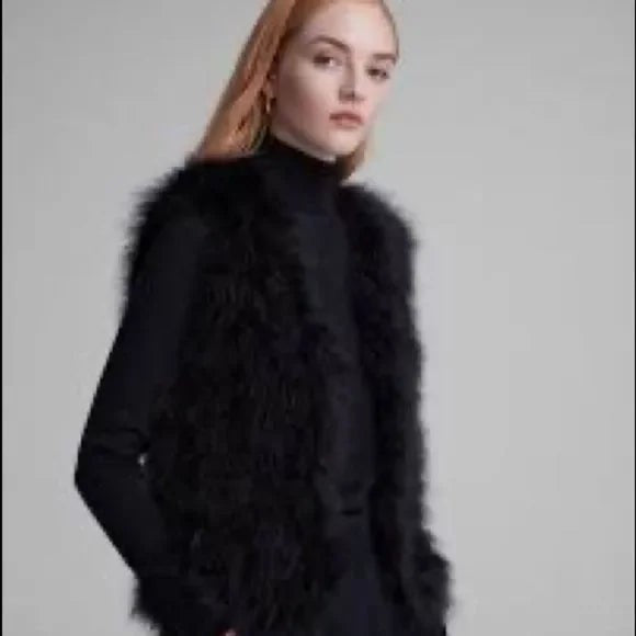 CLUB MONACO REAL FEATHER VEST SIZE XS BLACK