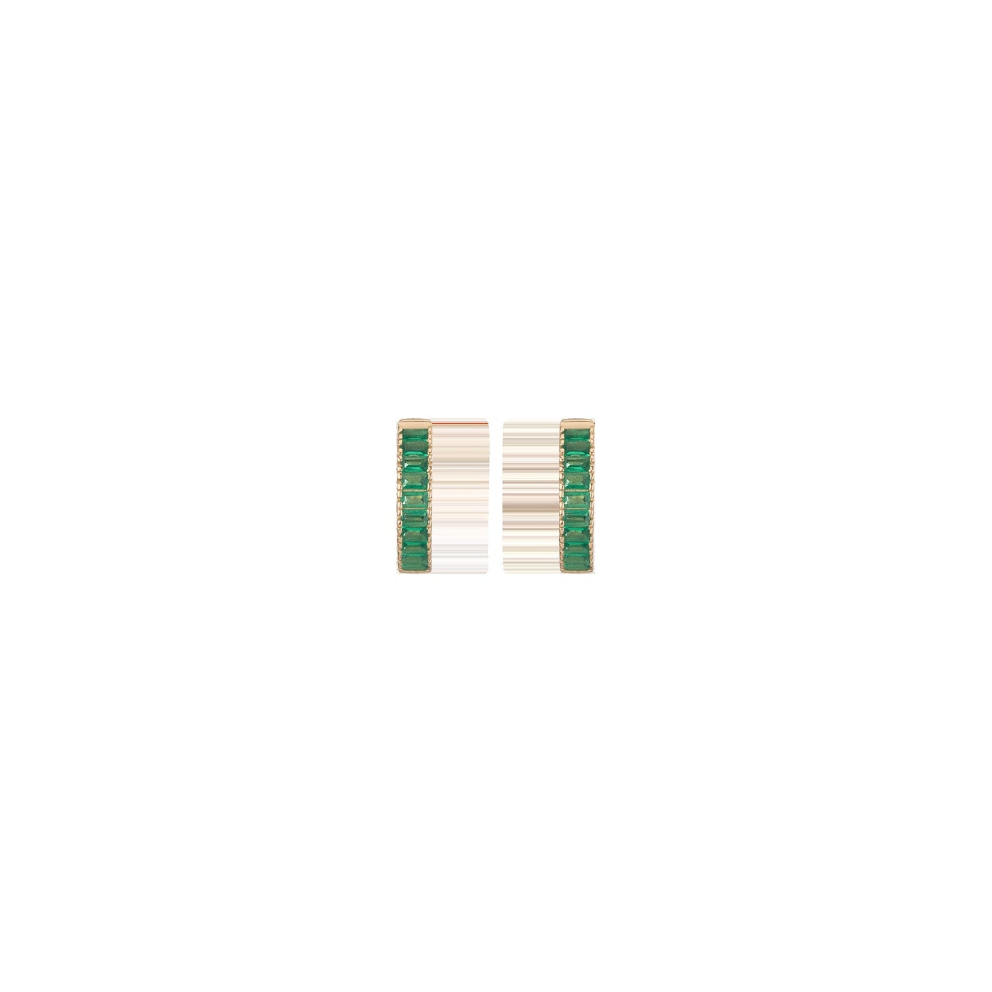 Lab Grown Green Emerald Baguette Huggie Earrings