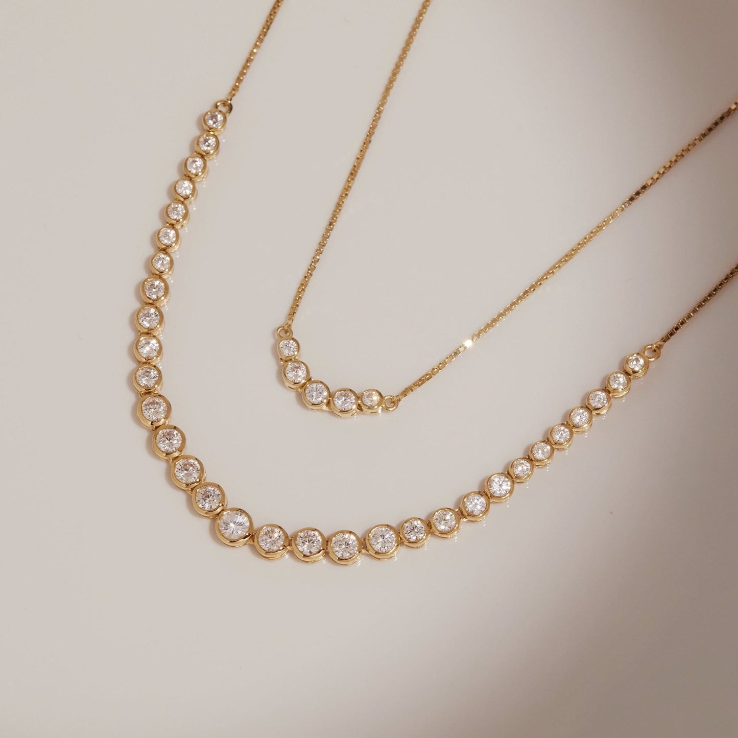 Graduated Lab Grown Diamond Bezel Necklace