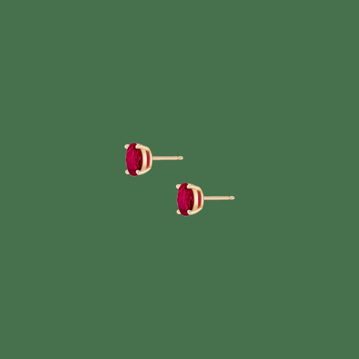 Oval Gemstone Solitaire Stud Earrings