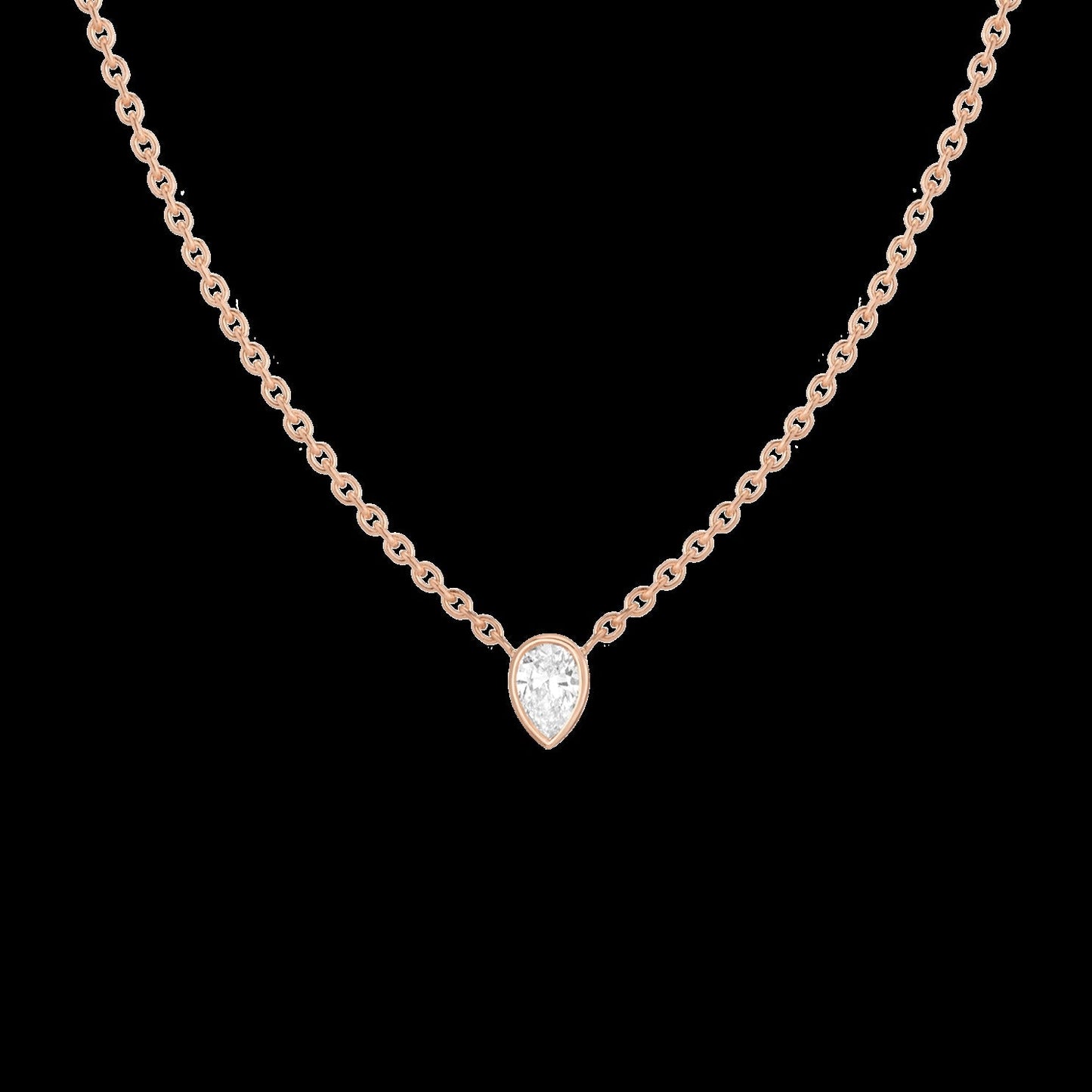 XL Lab Grown Diamond Pear Bezel Necklace