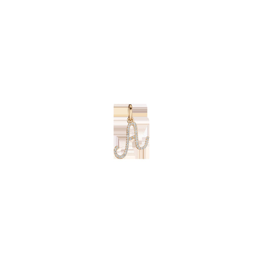 Lab Grown White Sapphire Script Letter Pendant